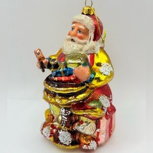 Antique Vintage Glass Christopher Radko Santa Clause Toy Making Ornament 5”